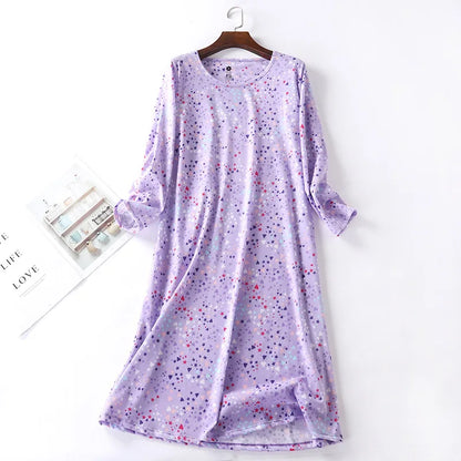 Spring Summer Women Casual Night Dress 100% Cotton Nightgown Female Lounge Long Sleepshirt Plus Size Dresses Vestidos feminino