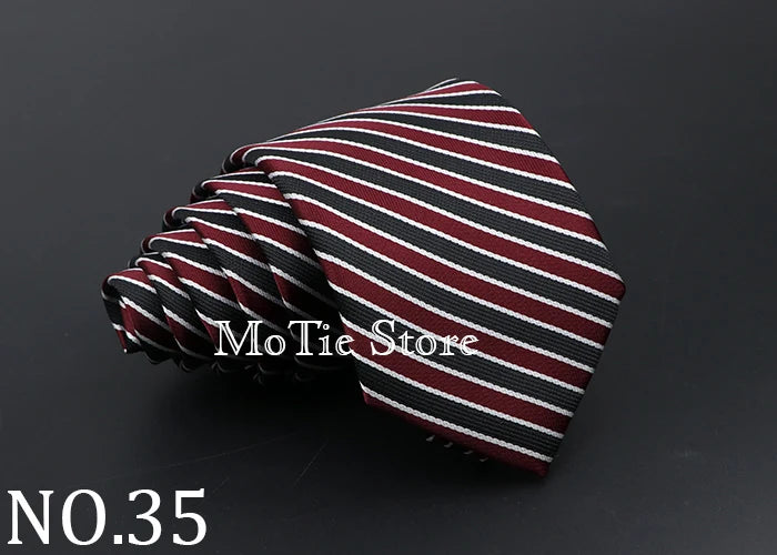 Classic Tie For Men Business Solid Color Stripe Plaid Dots 7cm Jacquard Wedding Dress Necktie Daily Wear Cravat Accessories Gift