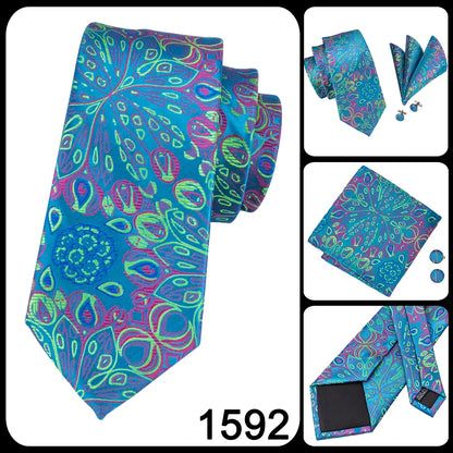 Hi-Tie Light Blue Solid Silk Wedding Nicktie For Men Hanky Cufflink Gift Men Tie Set Business Party Dropshipping Novelty Design