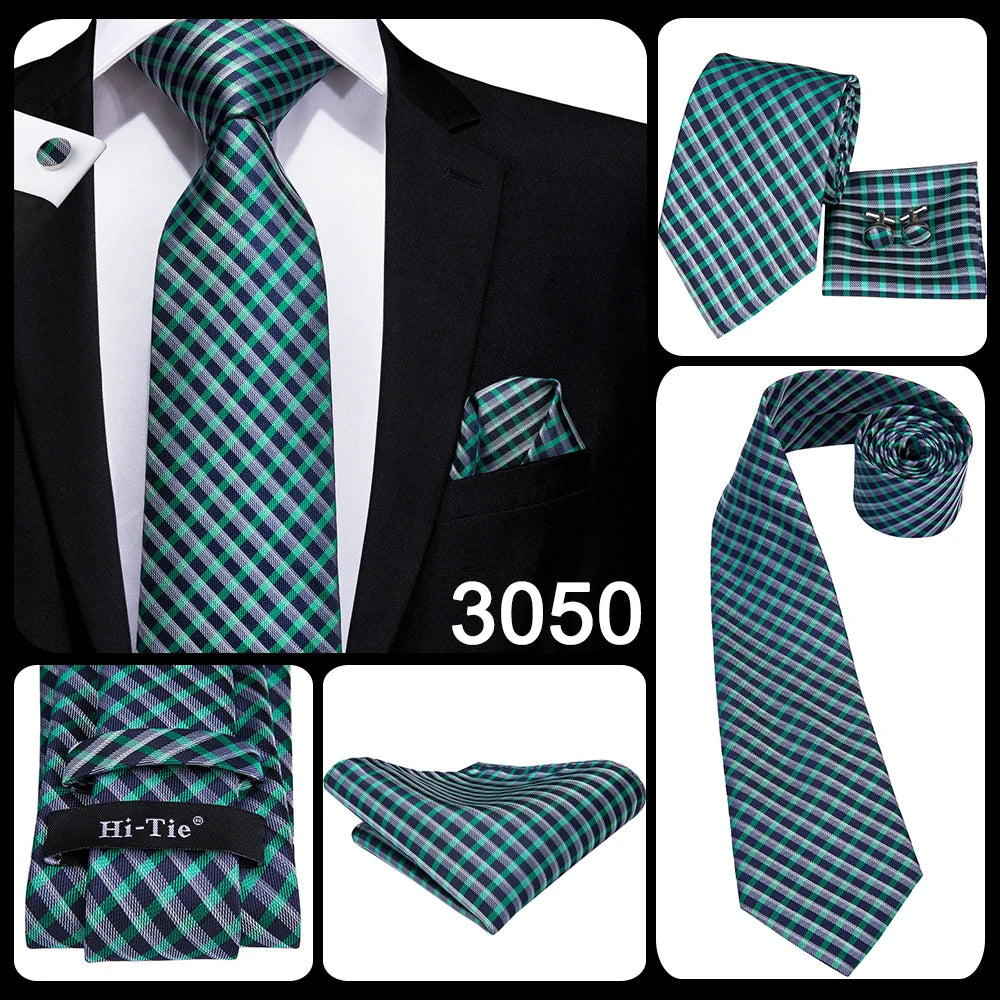 Hi-Tie Light Blue Solid Silk Wedding Nicktie For Men Hanky Cufflink Gift Men Tie Set Business Party Dropshipping Novelty Design