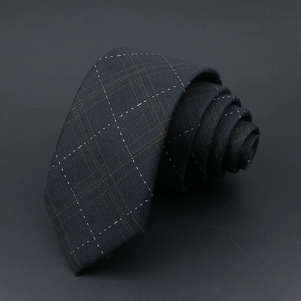 Mens Ties Classic Jacquard Striped Plaid Necktie 6cm  Skinny Neckties Polyester Narrow Collar Suit Shirt Tie Accessories Gift