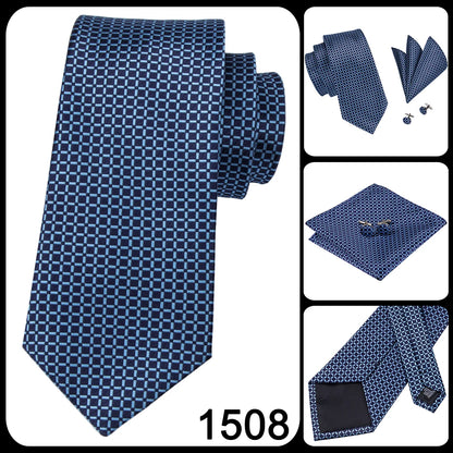 Hi-Tie Light Blue Solid Silk Wedding Nicktie For Men Hanky Cufflink Gift Men Tie Set Business Party Dropshipping Novelty Design