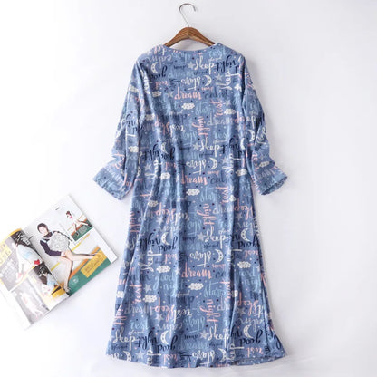 Spring Summer Women Casual Night Dress 100% Cotton Nightgown Female Lounge Long Sleepshirt Plus Size Dresses Vestidos feminino