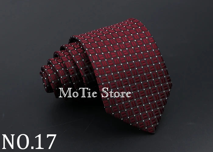 Classic Tie For Men Business Solid Color Stripe Plaid Dots 7cm Jacquard Wedding Dress Necktie Daily Wear Cravat Accessories Gift