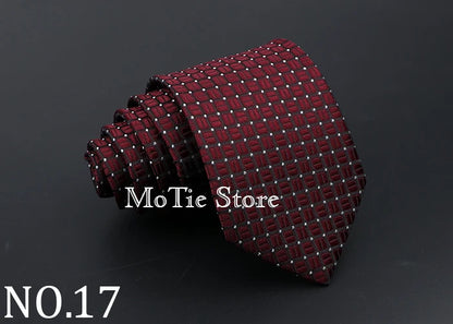 Classic Tie For Men Business Solid Color Stripe Plaid Dots 7cm Jacquard Wedding Dress Necktie Daily Wear Cravat Accessories Gift