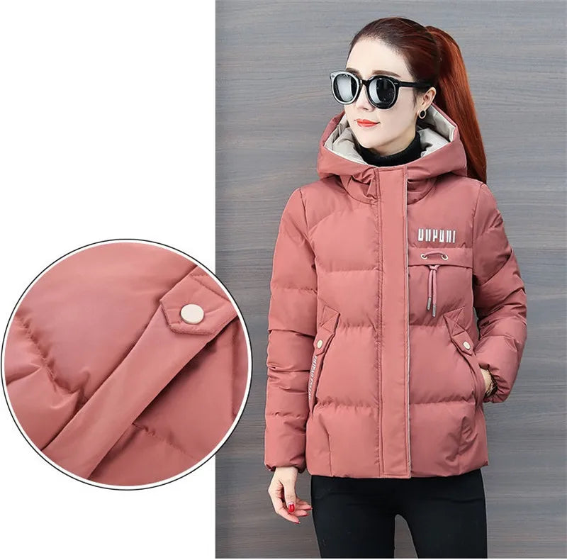 winter jacket women 2024 new Casual Parka Hooded Thick Down Cotton Padded Parka Female Jacket Short Coat Slim Warm Outwear