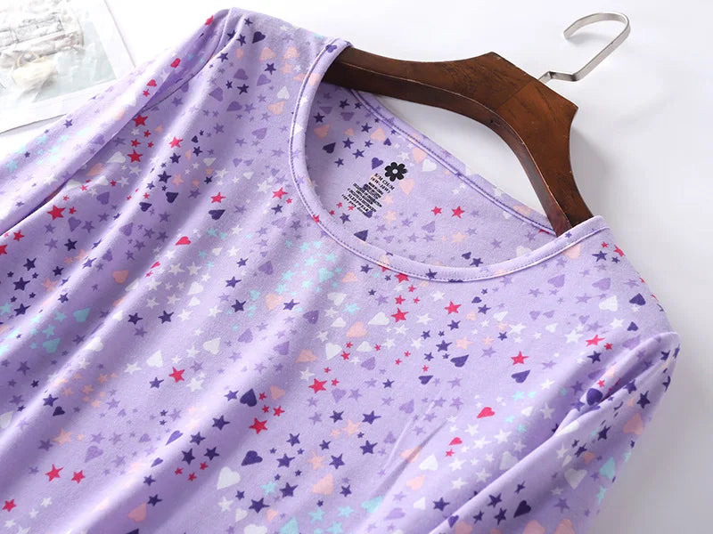 Spring Summer Women Casual Night Dress 100% Cotton Nightgown Female Lounge Long Sleepshirt Plus Size Dresses Vestidos feminino