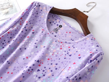 Spring Summer Women Casual Night Dress 100% Cotton Nightgown Female Lounge Long Sleepshirt Plus Size Dresses Vestidos feminino