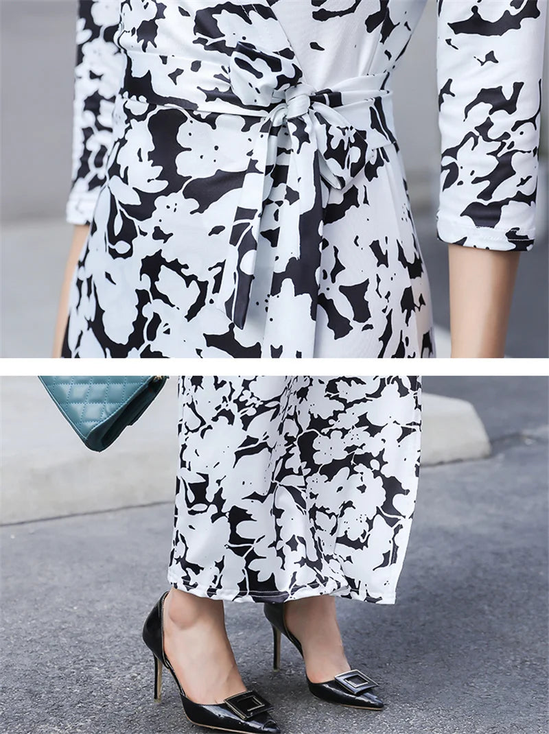 FANIECES Summer Wrap Dresses Women Sexy V Neck Split Maxi Dress Print Female Casual Beachwear Lace Up Party Vestidos Robe платье