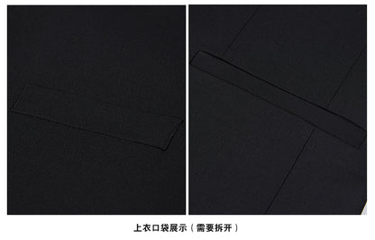 Classic Men Business Chinese Mountain Suit Suit Set 2-Piece High Quality Wedding Party Dress Set Black Navy Wine Red Suit+pant