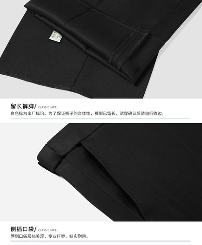 Classic Men Business Chinese Mountain Suit Suit Set 2-Piece High Quality Wedding Party Dress Set Black Navy Wine Red Suit+pant