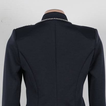 CM.YAYA Fashion Pearl Splicing Women's Set Long Sleeve Blazer and Wide Leg Pants Suit 2024 Winter OL Fall Two 2 Piece Set Outfit