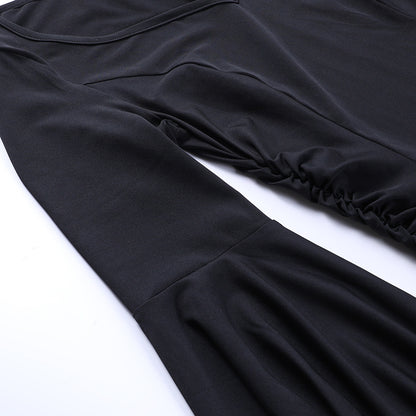 Y2K Goth Floral Lace Mesh Flared Sleeve Bodycon Party Dresses Sexy Vintage Elegant Black Velvet V-Neck Long Dress Partywear