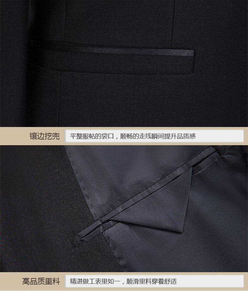 Classic Men Business Chinese Mountain Suit Suit Set 2-Piece High Quality Wedding Party Dress Set Black Navy Wine Red Suit+pant