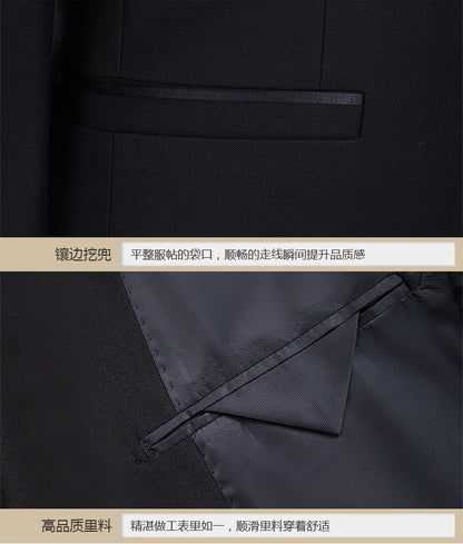 Classic Men Business Chinese Mountain Suit Suit Set 2-Piece High Quality Wedding Party Dress Set Black Navy Wine Red Suit+pant
