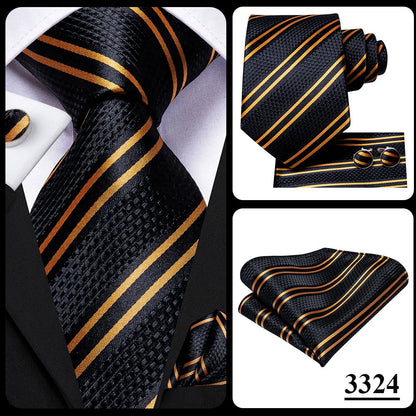 Hi-Tie 8.5cm Business Black Solid Paisley 100% Silk Men's Tie Neck Strip Ties for Men Formal Luxury Wedding Neckties Gravatas