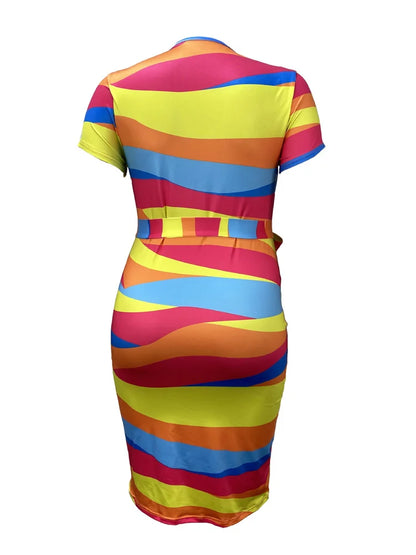 Wmstar Plus Size Dresses for Women Clothing 5xl Short Sleeve Bodycon Casual Bandage Maxi Dress Wholesale Dropshipping 2024