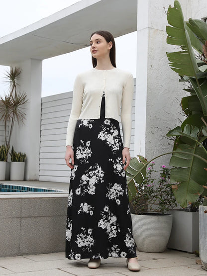 AP 2025 Spring and Summer Women Floral Printing Satin Slip Dress Knitting Cardigan Fashion