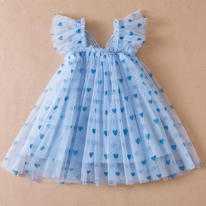 2024 Kids Dress Girl Summer Dress with Butterfly Wings Floral Puff Sleeve Dance Performance Tutu Mesh Princess Dress Clothes