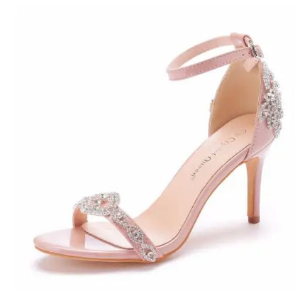 Women Sandals Summer High Heels Peep Toes  Bridal Shoes Party Luxury diamond Ladies White Wedding Shoe