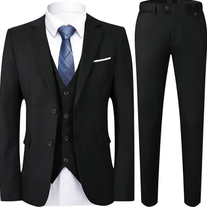 Suit For Men Elegant Wedding 3 Pieces 2 Sets Blazers Full Jackets Vest Pants Formal Fashion Luxury Coats 2025 Classic Costume
