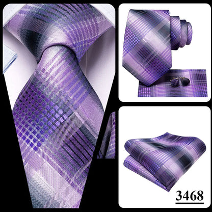 Hi-Tie Light Purple Solid Silk Wedding Tie For Men Quality Hanky Cufflink Gift Necktie Set Fashion Novelty Designer Dropshipping
