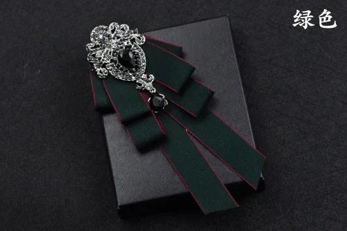 Fashion Handmade Bow Tie Wedding Collar Luxury Rhinestone Bowtie Necktie Brooch Pocket Towel Square Set Gift for Men Accessories