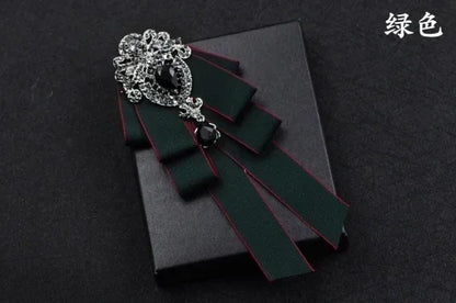 Fashion Handmade Bow Tie Wedding Collar Luxury Rhinestone Bowtie Necktie Brooch Pocket Towel Square Set Gift for Men Accessories