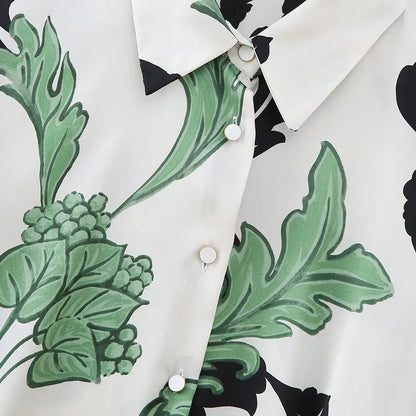 Spring and summer women's fashionable new style with belt printed shirt style dress