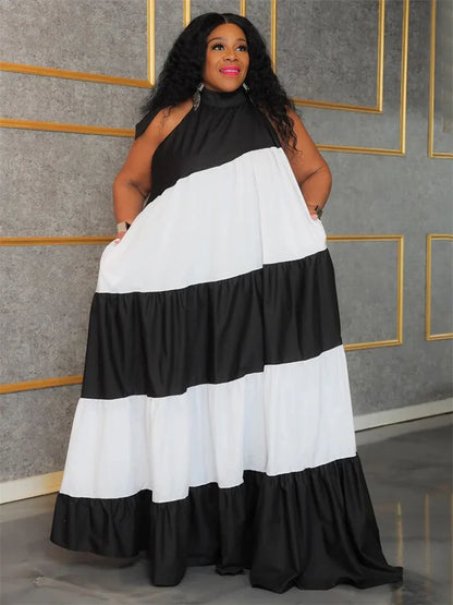 Wmstar Plus Size Dresses for Women Print Elegant New Bandage Fashion Loose Maxi Dress Clothes Wholesale Dropshipping 2024