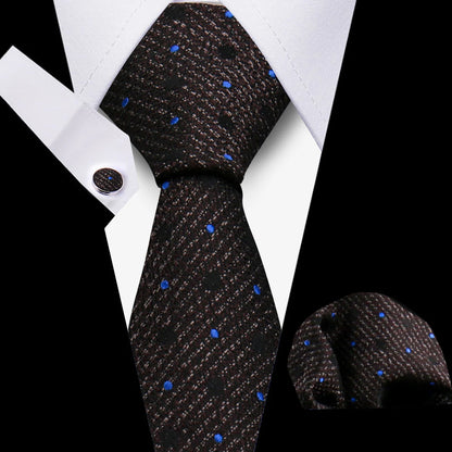 Tie For Men Classic Plaid Handkerchiefs Red Necktie Cufflinks For Men Blouse Business Wedding Accessories Women Collar Man Gift