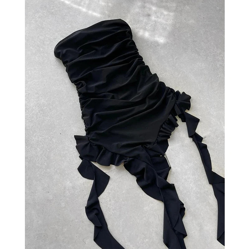 Elegant Evening Gown For Women Summer Without Shoulder Straps Dress Sexy Women Sleeveless Backless Irregular Party Club Dresses
