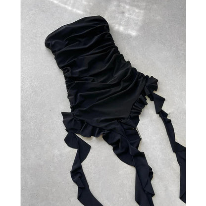 Elegant Evening Gown For Women Summer Without Shoulder Straps Dress Sexy Women Sleeveless Backless Irregular Party Club Dresses