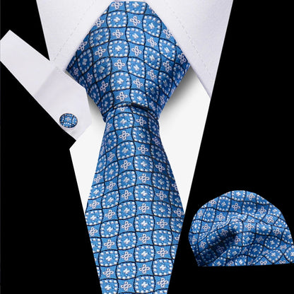Classic Elegant Ties For Men Fashion Gifts Striped Solid Necktie Handchief Cufflink 3 Pcs Set Wedding Business Suit Accessories