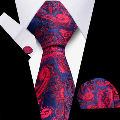 Classic Elegant Ties For Men Fashion Gifts Striped Solid Necktie Handchief Cufflink 3 Pcs Set Wedding Business Suit Accessories