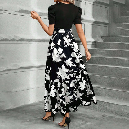Spring Elegant Dress For Women Bow Tie Waist Cinched Dress A-Lin Flowing Skirt Office Women'S Clothing High Waisted Fashion Dres