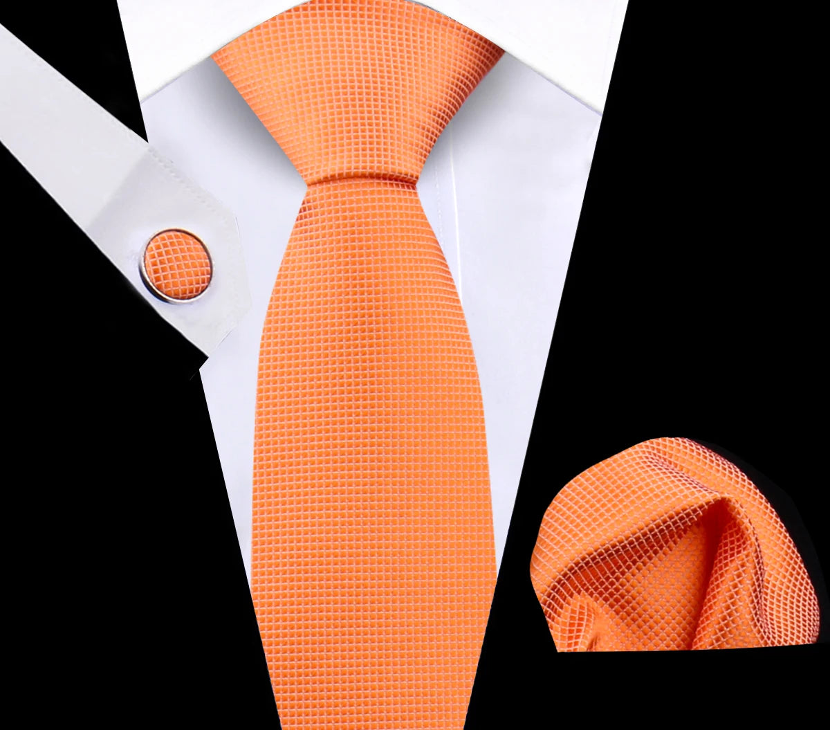 Luxury Plaid Tie For Mens Necktie Handkerchief Pocket Square Cufflinks Set Jacquard Woven Ties Wedding Business Accessories