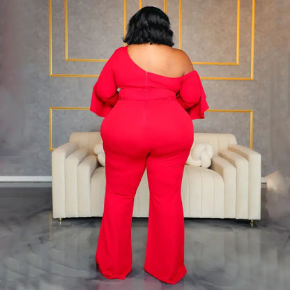 X6019 Plus Size Solid Color Women's Fashion Loose-Fit Cross-Border New Jumpsuit Without Straps Sexy Stylish Female Romper