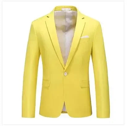New Men Pure Colour Business Social Office Suit Slim Fit Jacket Fashion Simple Groom Wedding Tuxedo Dress Blazers Coats