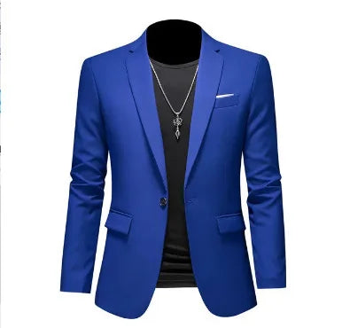 Men Blazer Single Button Cardigan Full Sleeve Slim Fit Turn Down Collar Top Blazer Solid Smart Casual Outwear Spring 2025