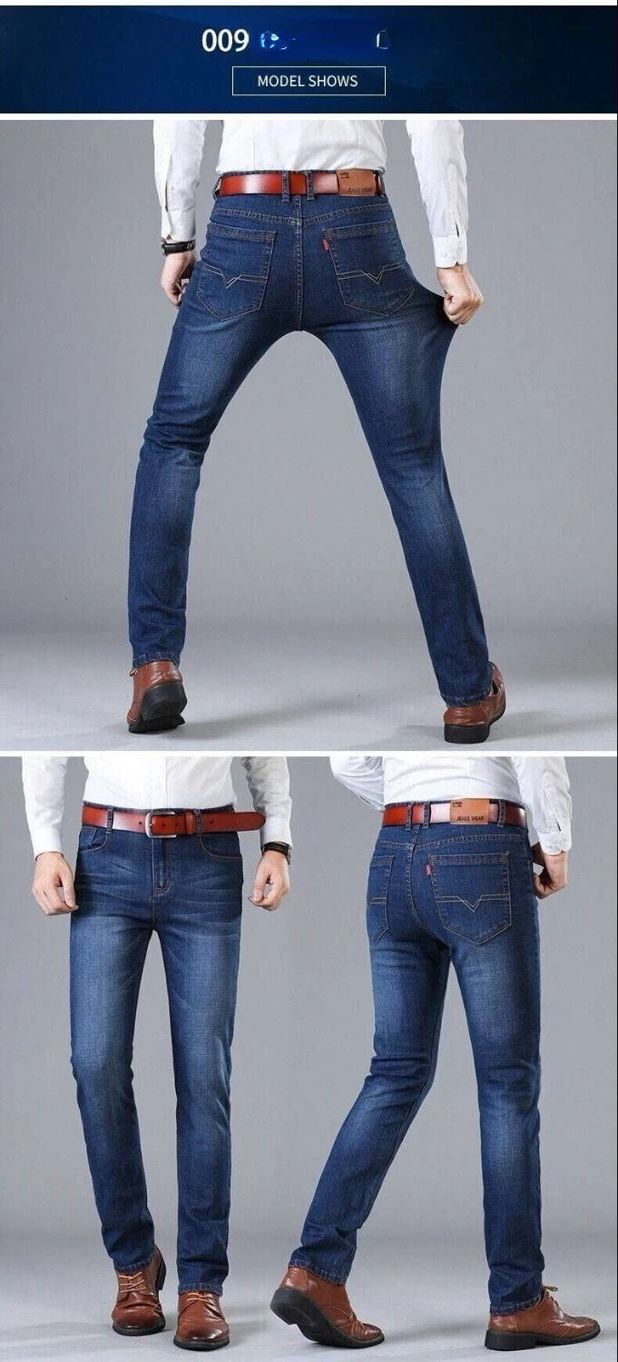 Men's Pants Jeans Loose Large Size Thin Summer Stretch Slim Mid Waist Straight Pants for Men Casual Men's Clothing Denim Pants