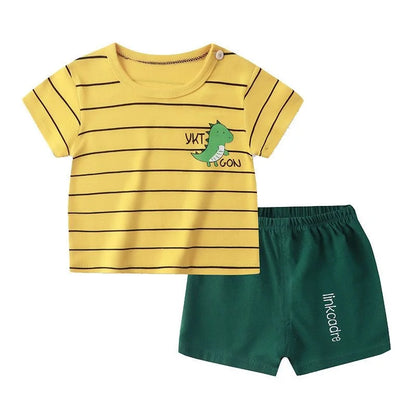 Kids Cartoon Clothing Sets Summer Fashion Short Sleeve Suits Boys Girls T-Shirts+Shorts 2Pcs Children Outfits 0-6 Years