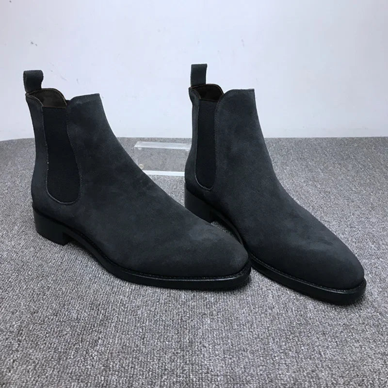 Designer Men Chelsea Boots Luxury Velvet Men's Ankle Boots High Quality Suede Leather Shoes for Men Dress Boots Botas de Hombre
