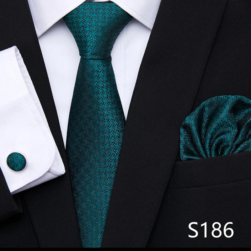 Hot Sale Holiday Gift Tie Pocket Squares Cufflink Set Necktie Dot Man Dark Grey Wedding Accessories Performance