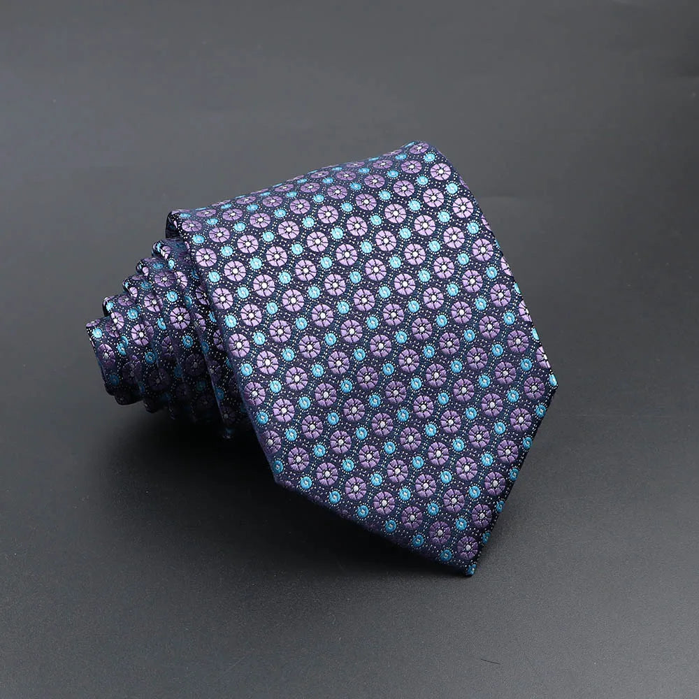 Men's Fashion Tie 8cm Blue Necktie Classic Plaid Striped Neck Tie Paisley Floral Neckties Daily Wear Cravat Wedding Party Gift