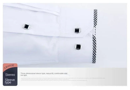 Spring and Autumn Men Dress Shirt Long Sleeve Trim Business Casual Solid Color Shirt Slim Fit White Base Layer Shirt for Male
