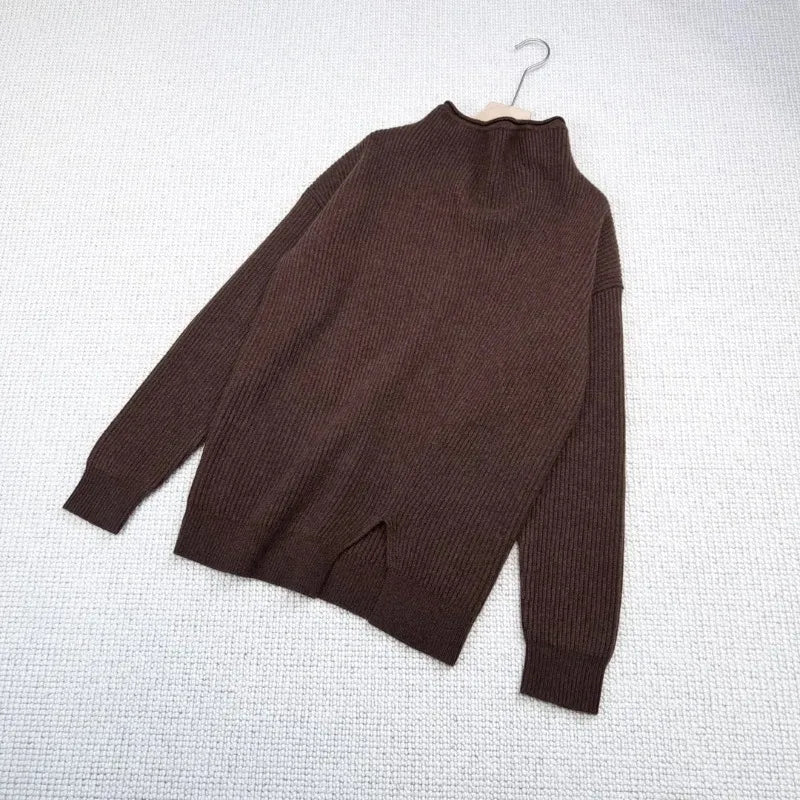 100% Cashmere  Jersey Dropped Shoulders Loose Fit Pullover Women Sweater