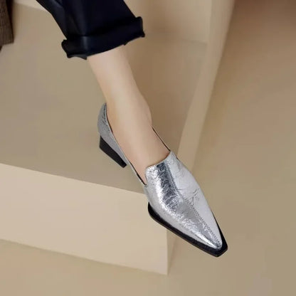 2025 Sapatos Femininas Women Light Weight European Stylish Elegant Black Square Heel Shoes Lady Casual Office Party Shoes