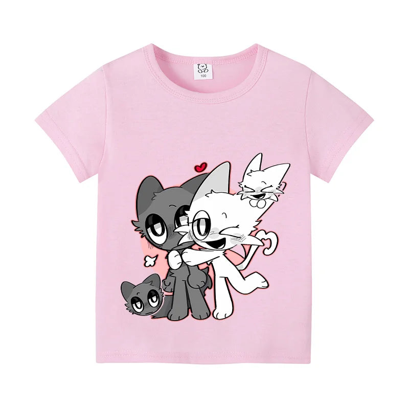 Sprunki Kids T-shirt Summer Children Incredibox Game Cotton Short Sleeve Top Boy Anime Fashion Cute Tee Girl Casual Clothes Gift