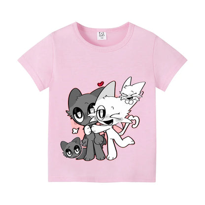 Sprunki Kids T-shirt Summer Children Incredibox Game Cotton Short Sleeve Top Boy Anime Fashion Cute Tee Girl Casual Clothes Gift